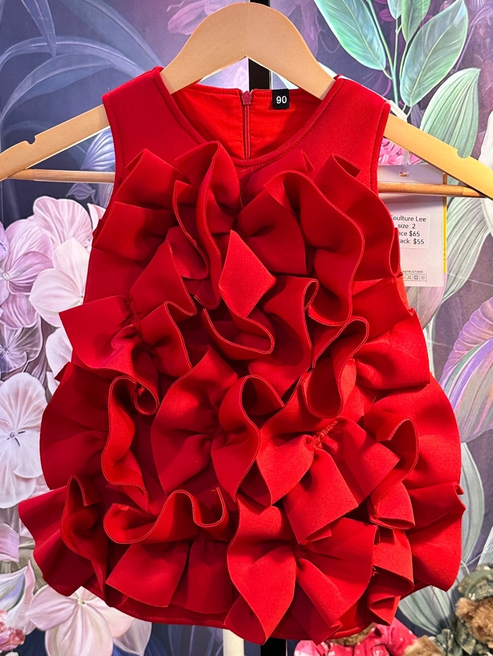 Couture Lee 2 Girls Dress NWT $65 Ruffled Mini Party Red Stretch Blend
